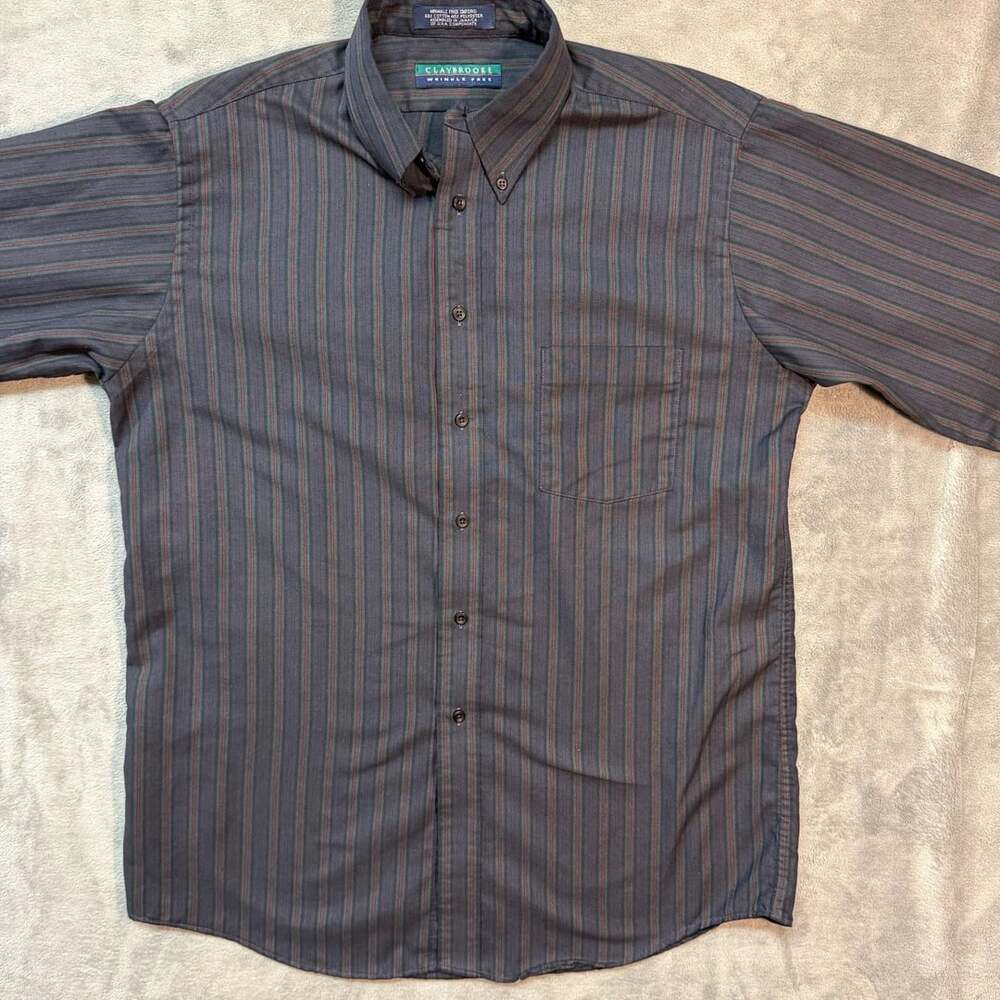 Claybrooke Striped Button Down Shirt Size 16 34/35 Blue Green Red
